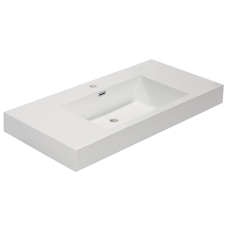 Aquamoon Venice 18.875'' White Acrylic Rectangular Vessel Bathroom Sink